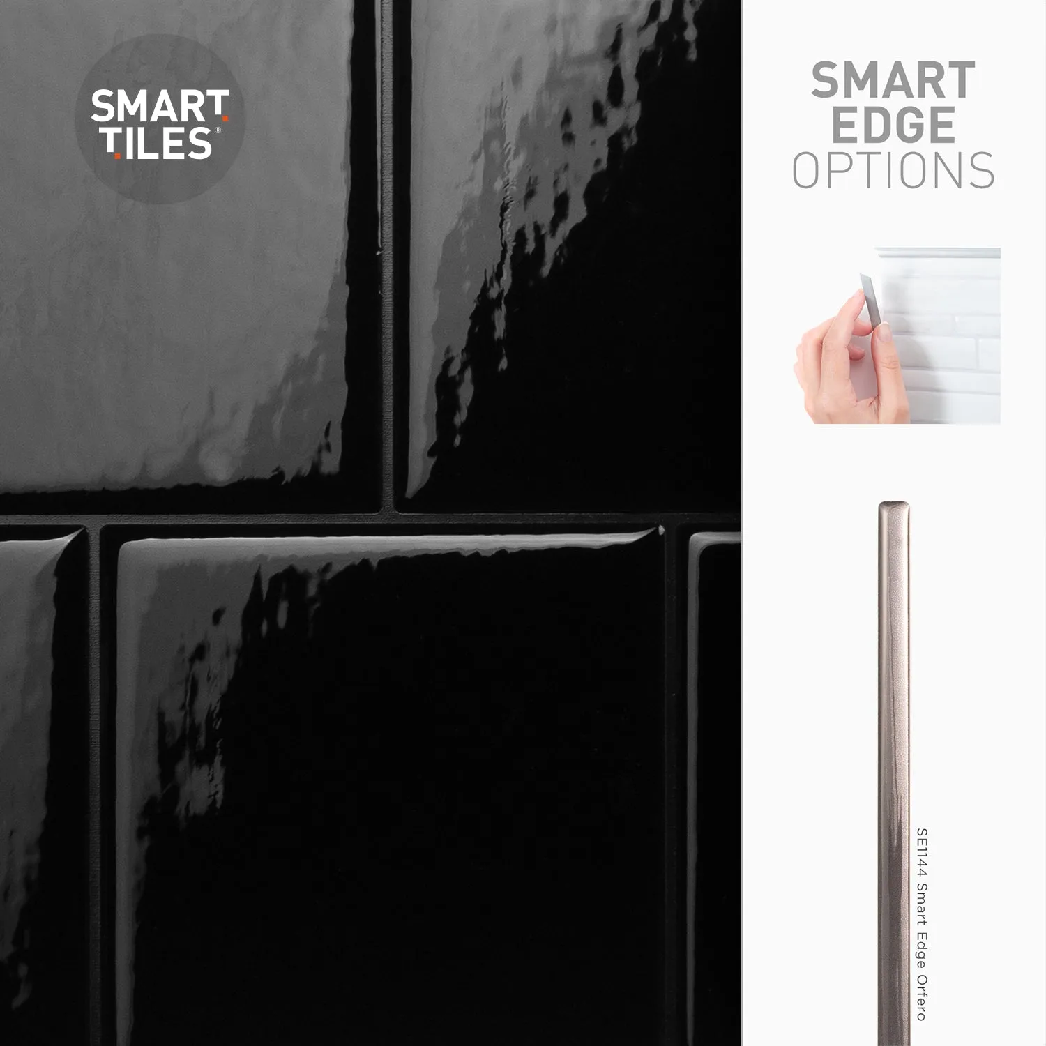Smart Tiles Peel and Stick 2-Sheet 22 x 8 Backsplash - Square Berlin|Dosseret Smart Tiles peler et coller 22 x 8, 2 feuilles - Square Berlin
