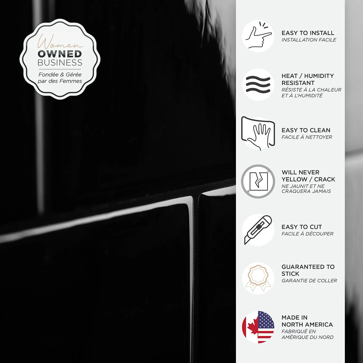 Smart Tiles Peel and Stick 2-Sheet 22 x 8 Backsplash - Square Berlin|Dosseret Smart Tiles peler et coller 22 x 8, 2 feuilles - Square Berlin