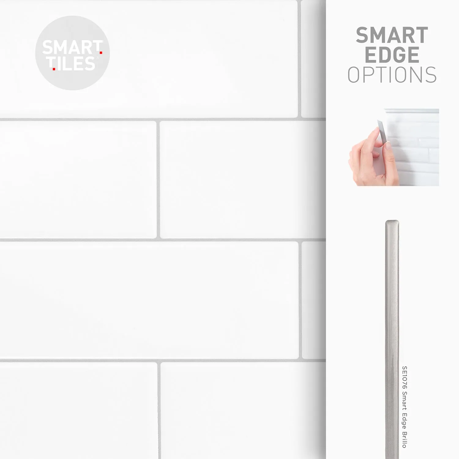 Smart Tiles Peel and Stick 2-Sheet 23 x 11 Backsplash - Oslo White|Dosseret Smart Tiles peler et coller 23 x 11, 2 feuilles - Oslo White