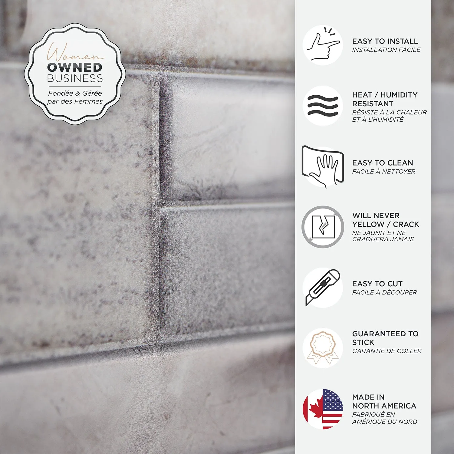 Smart Tiles Peel and Stick 2-Sheet 23 x 11 Backsplash - Pietra Pozzuoli|Dosseret Smart Tiles peler et coller 23 x 11, 2 feuilles - Pietra Pozzuoli