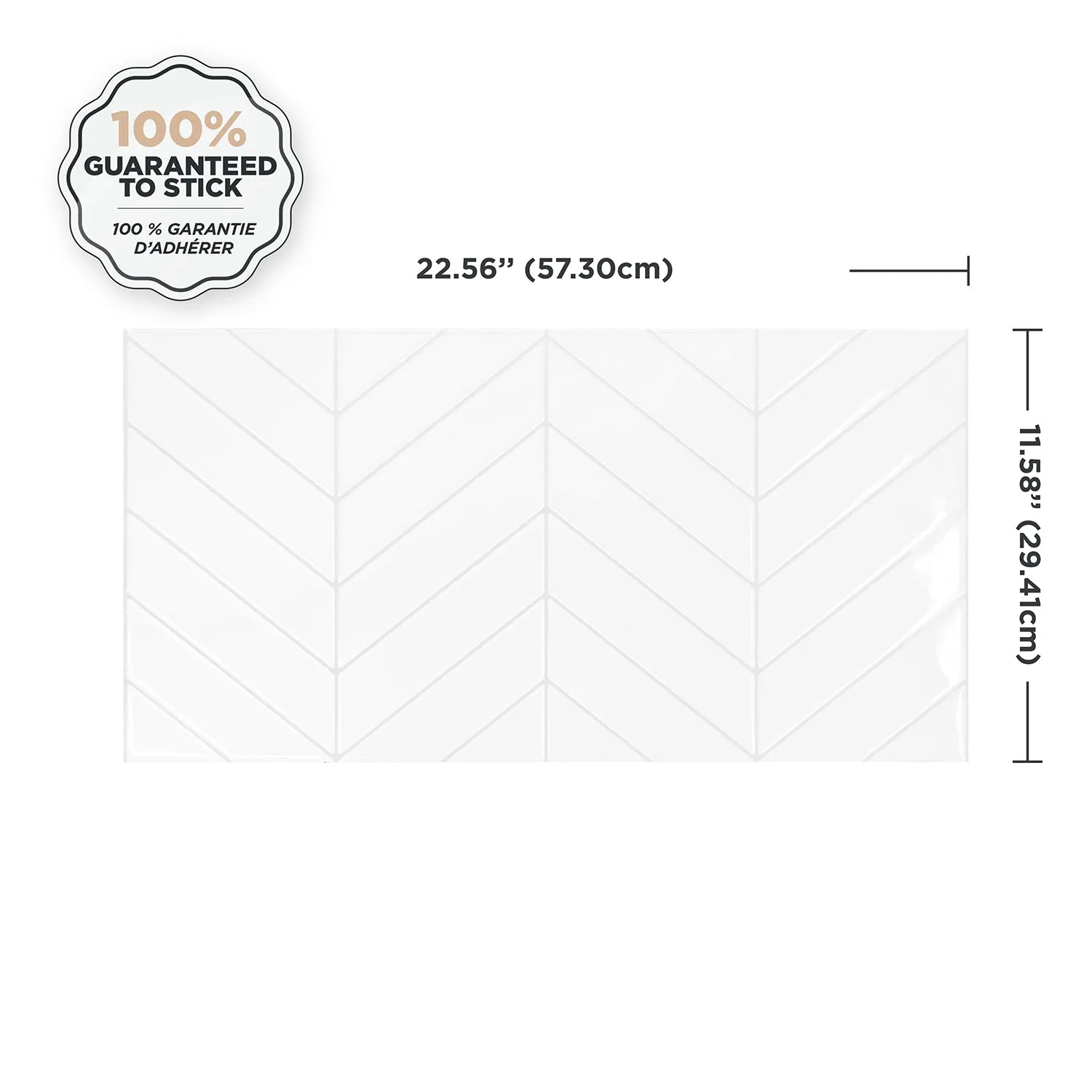 Smart Tiles Peel and Stick 2-Sheet 23 x 12 Backsplash - Blok Chevron|Dosseret Smart Tiles peler et coller 23 x 12, 2 feuilles - Blok Chevron