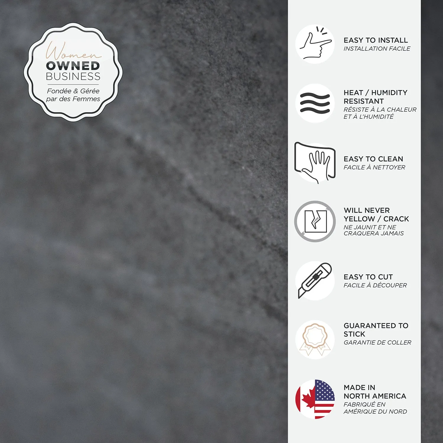 Smart Tiles Peel and Stick 2-Sheet 23 x 12 Backsplash - Blok Slate|Dosseret Smart Tiles peler et coller 23 x 12, 2 feuilles - Blok Slate