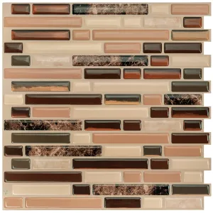 Smart Tiles Peel and Stick 4-Sheet 10 x 9 Backsplash - Bellagio Keystone|Dosseret Smart Tiles peler et coller 10 x 9, 4 feuilles - Bellagio Keystone