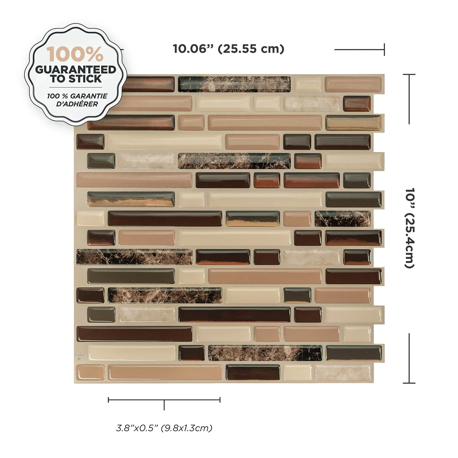 Smart Tiles Peel and Stick 4-Sheet 10 x 9 Backsplash - Bellagio Keystone|Dosseret Smart Tiles peler et coller 10 x 9, 4 feuilles - Bellagio Keystone