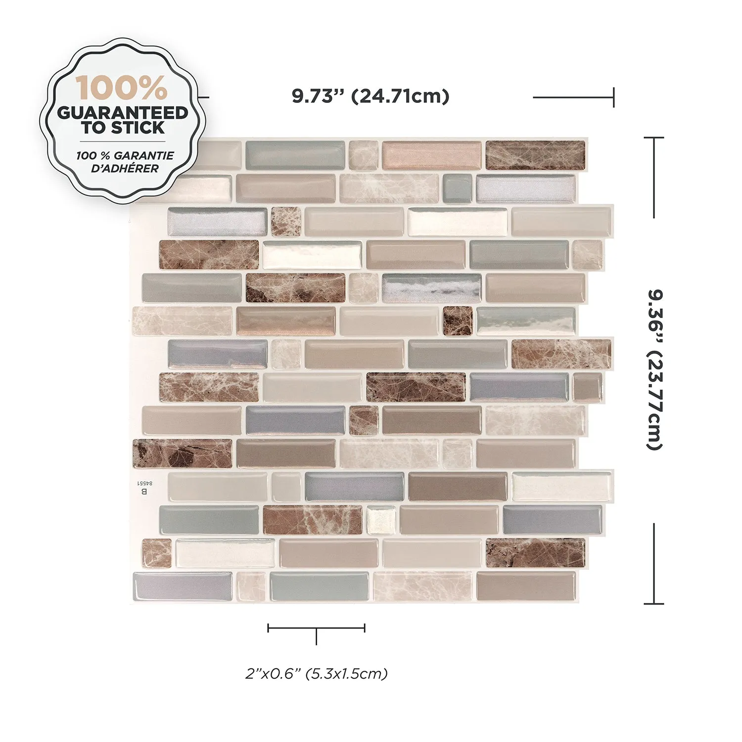 Smart Tiles Peel and Stick 4-Sheet 10 x 9 Backsplash - Crescendo Terra|Dosseret Smart Tiles peler et coller 9 x 9, 4 feuilles - Crescendo Terra