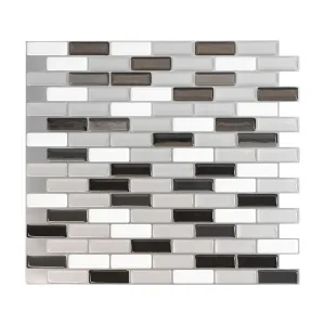 Smart Tiles Peel and Stick 4-Sheet 10 x 9 Backsplash - Murano Metallik|Dosseret Smart Tiles peler et coller 10 x 9, 4 feuilles - Murano Metallik