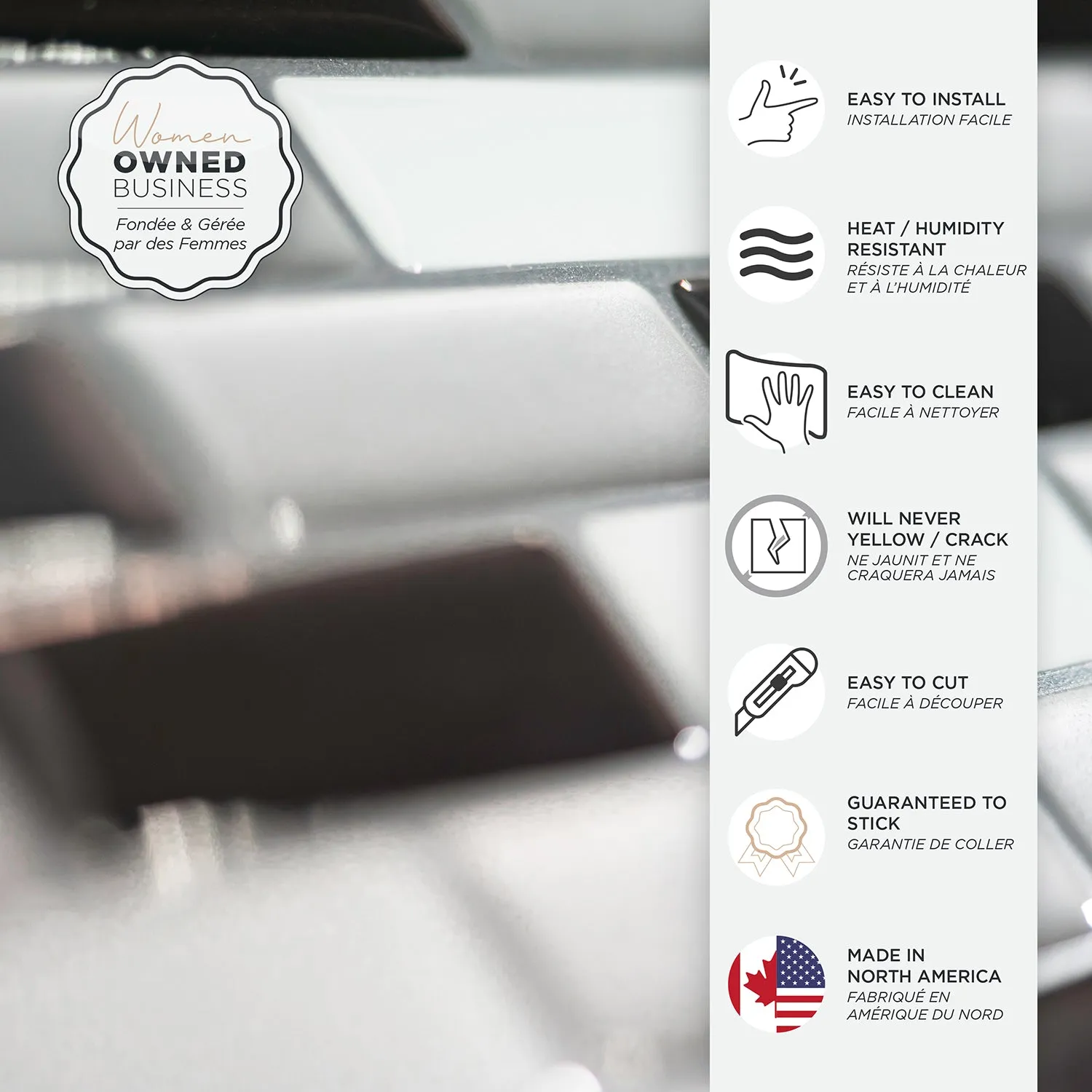 Smart Tiles Peel and Stick 4-Sheet 10 x 9 Backsplash - Murano Metallik|Dosseret Smart Tiles peler et coller 10 x 9, 4 feuilles - Murano Metallik