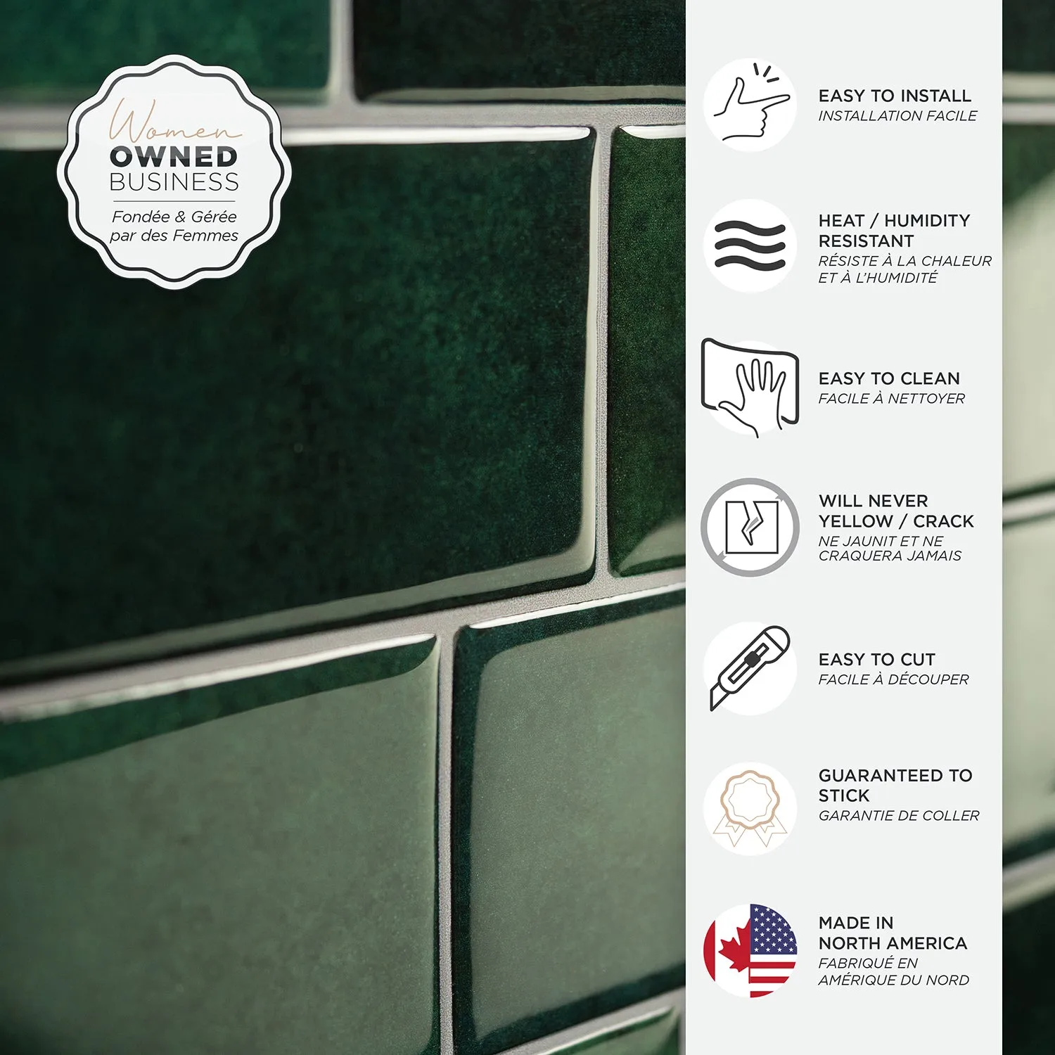 Smart Tiles Peel and Stick 4-Sheet 12 x 9 Backsplash - Metro Fiona|Dosseret Smart Tiles peler et coller 12 x 9, 4 feuilles - Metro Fiona