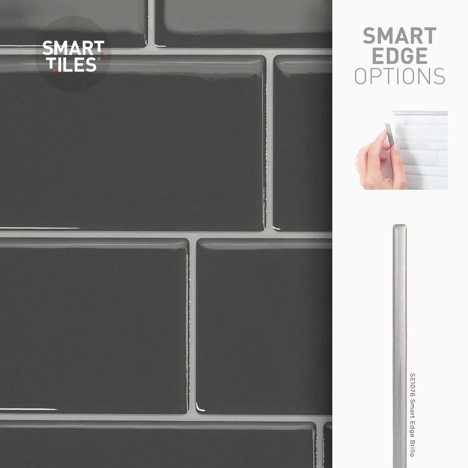 Smart Tiles Peel and Stick 4-Sheet 12 x 9 Backsplash - Metro Grigio|Dosseret Smart Tiles peler et coller 12 x 9, 4 feuilles - Metro Grigio