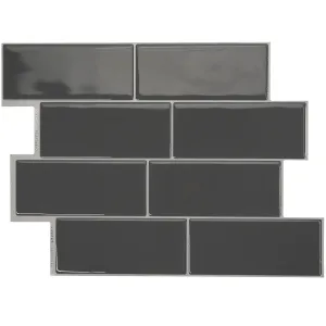 Smart Tiles Peel and Stick 4-Sheet 12 x 9 Backsplash - Metro Grigio|Dosseret Smart Tiles peler et coller 12 x 9, 4 feuilles - Metro Grigio