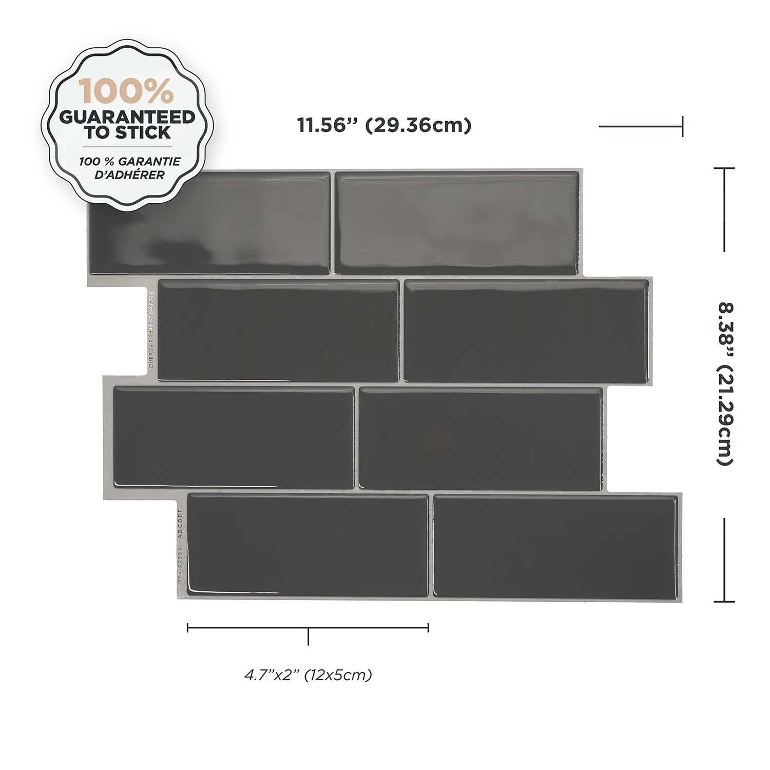 Smart Tiles Peel and Stick 4-Sheet 12 x 9 Backsplash - Metro Grigio|Dosseret Smart Tiles peler et coller 12 x 9, 4 feuilles - Metro Grigio