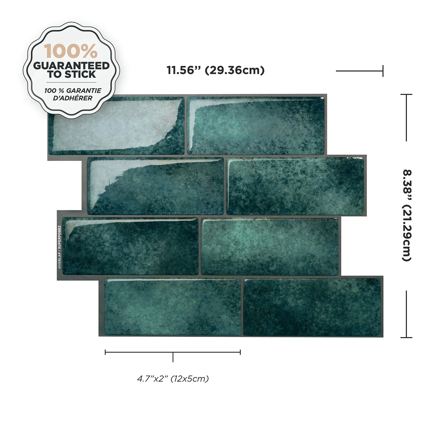 Smart Tiles Peel and Stick 4-Sheet 12 x 9 Backsplash - Metro Medina|Dosseret Smart Tiles peler et coller 12 x 9, 4 feuilles - Metro Medina