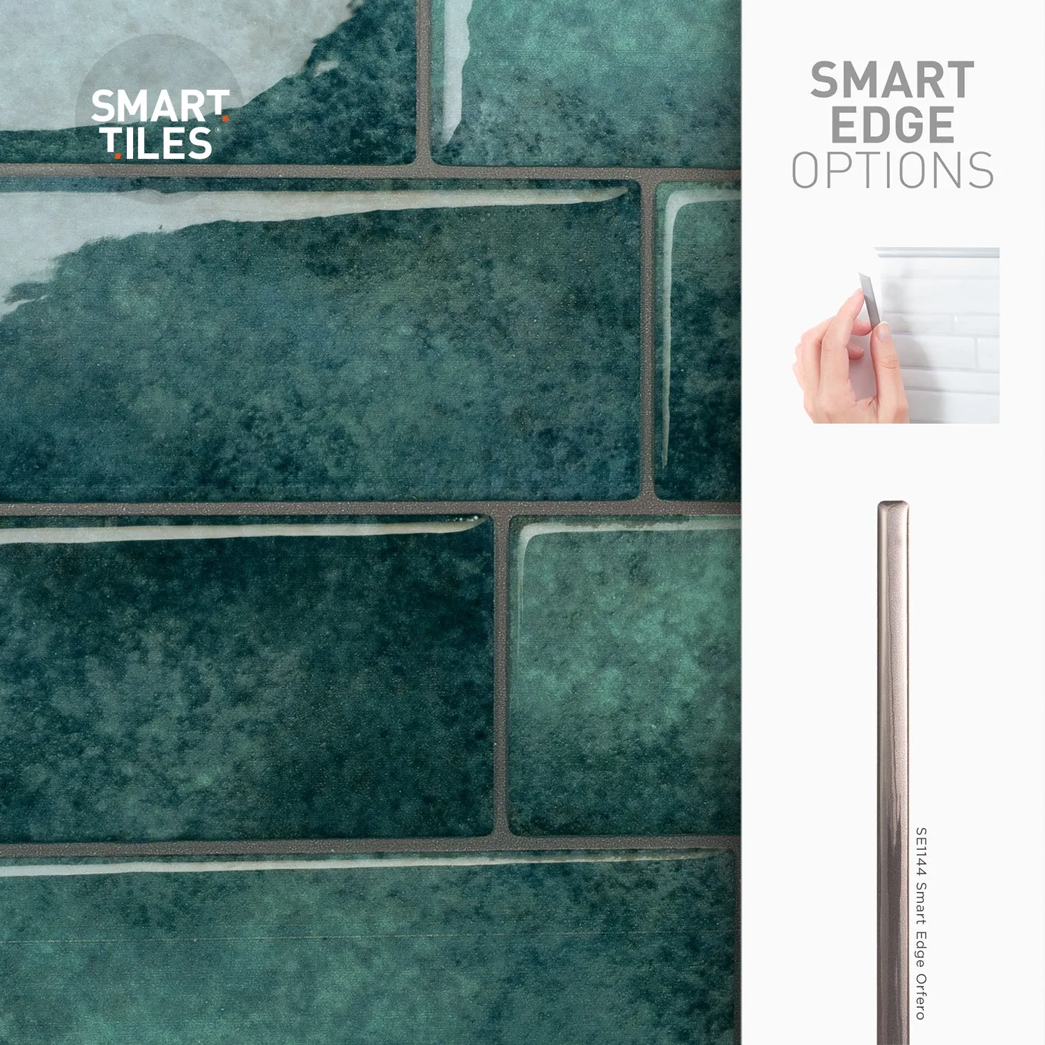 Smart Tiles Peel and Stick 4-Sheet 12 x 9 Backsplash - Metro Medina|Dosseret Smart Tiles peler et coller 12 x 9, 4 feuilles - Metro Medina