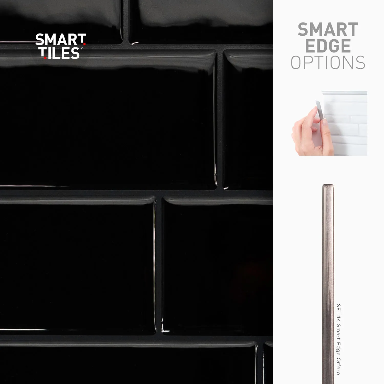 Smart Tiles Peel and Stick 4-Sheet 12 x 9 Backsplash - Metro Nero|Dosseret Smart Tiles peler et coller 12 x 9, 4 feuilles - Metro Nero