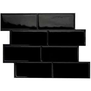 Smart Tiles Peel and Stick 4-Sheet 12 x 9 Backsplash - Metro Nero|Dosseret Smart Tiles peler et coller 12 x 9, 4 feuilles - Metro Nero