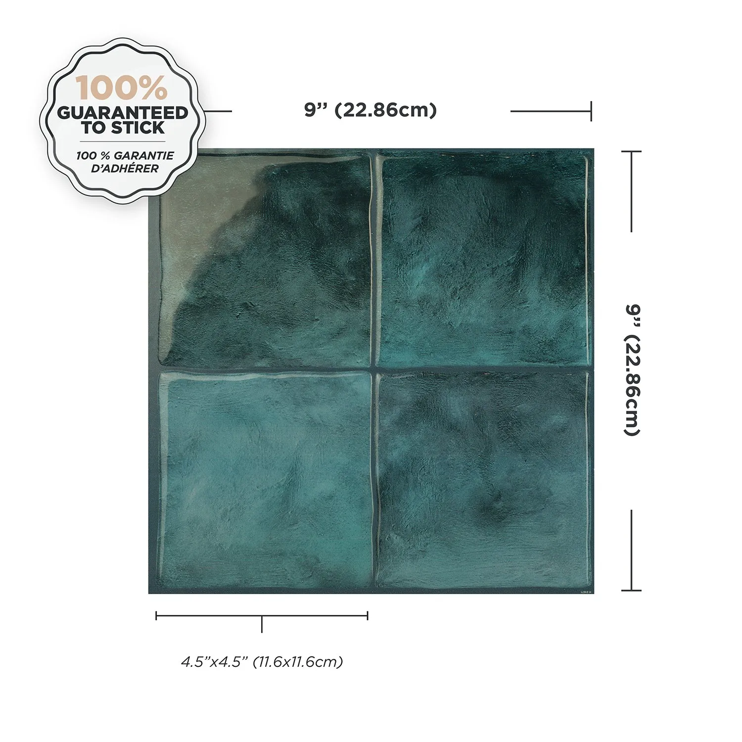 Smart Tiles Peel and Stick 4-Sheet 9 x 9 Backsplash - Zellige Costa|Dosseret Smart Tiles peler et coller 9 x 9, 4 feuilles - Zellige Costa