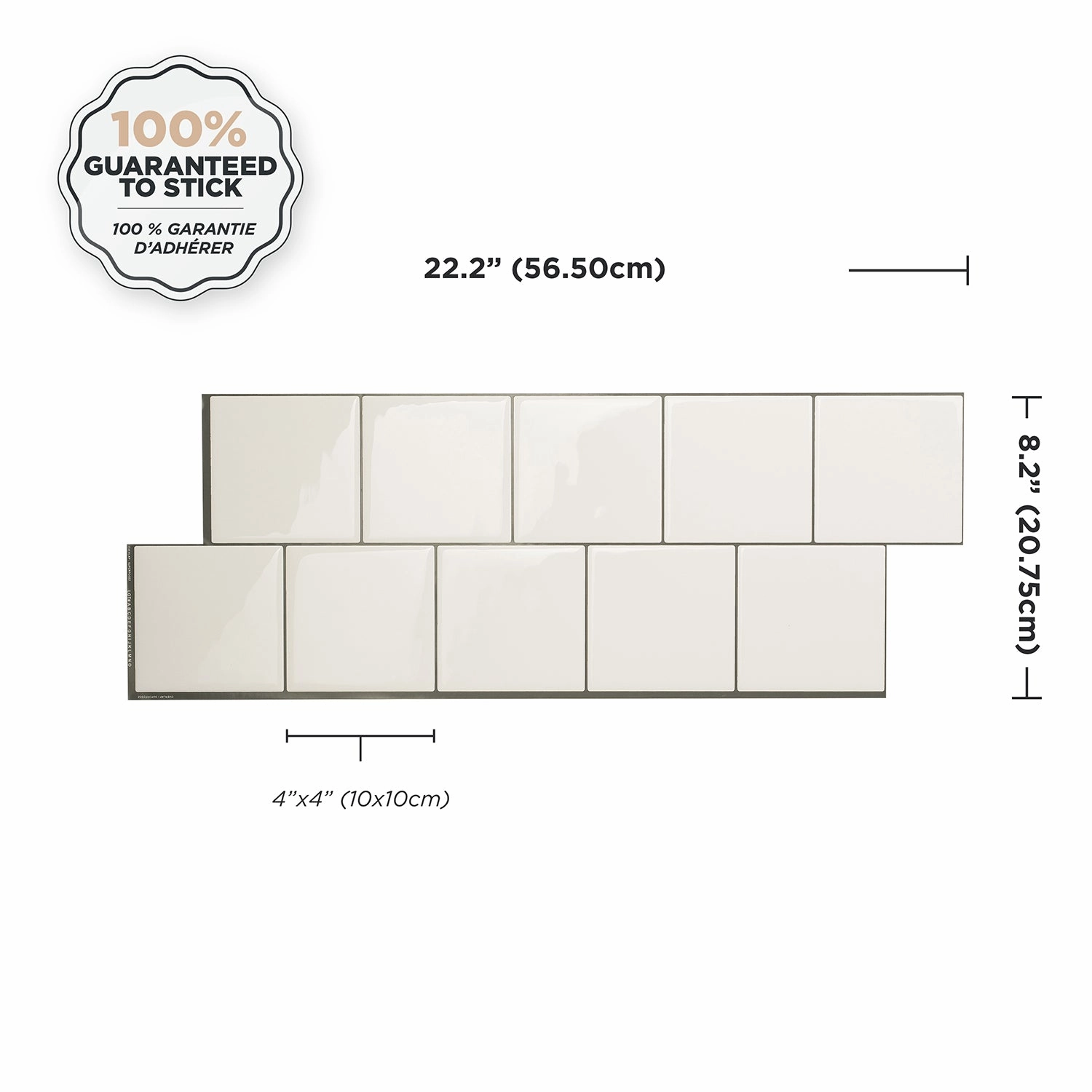 Smart Tiles Peel and Stick 2-Sheet 22 x 8 Backsplash - Square Velden|Dosseret Smart Tiles peler et coller 22 x 8, 2 feuilles - Square Velden