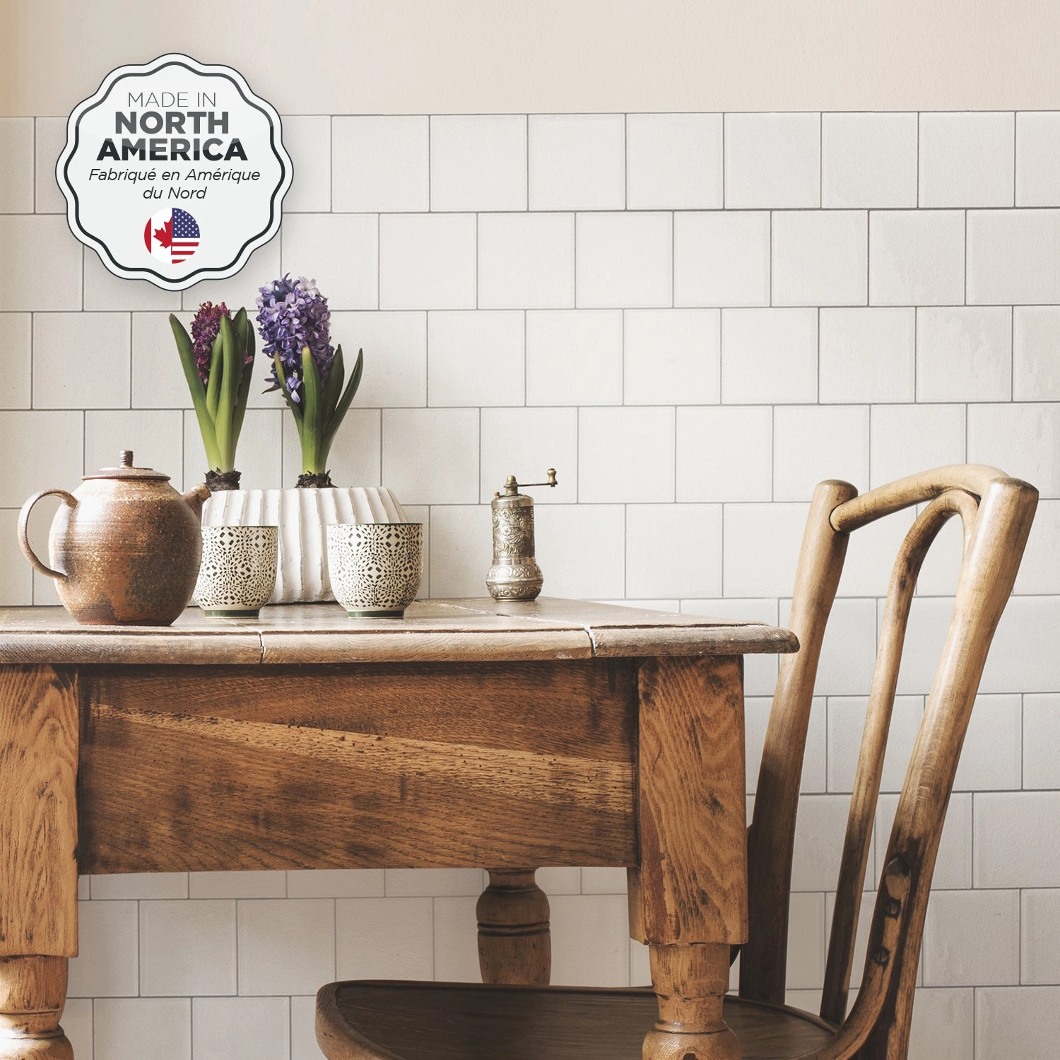 Smart Tiles Peel and Stick 2-Sheet 22 x 8 Backsplash - Square Velden|Dosseret Smart Tiles peler et coller 22 x 8, 2 feuilles - Square Velden