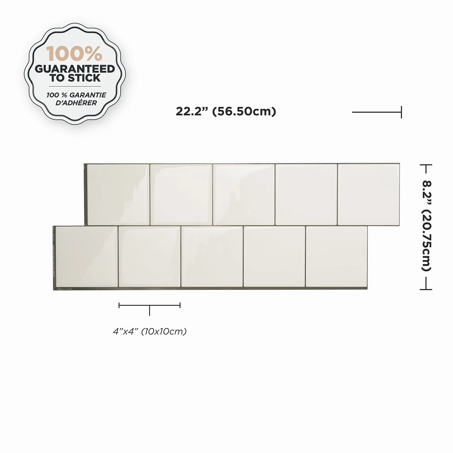 Smart Tiles Peel and Stick 2-Sheet 22 x 8 Backsplash - Square Velden|Dosseret Smart Tiles peler et coller 22 x 8, 2 feuilles - Square Velden