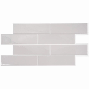 Smart Tiles Peel and Stick 2-Sheet 23 x 11 Backsplash - Oslo Grey|Dosseret Smart Tiles peler et coller 23 x 11, 2 feuilles - Oslo Grey