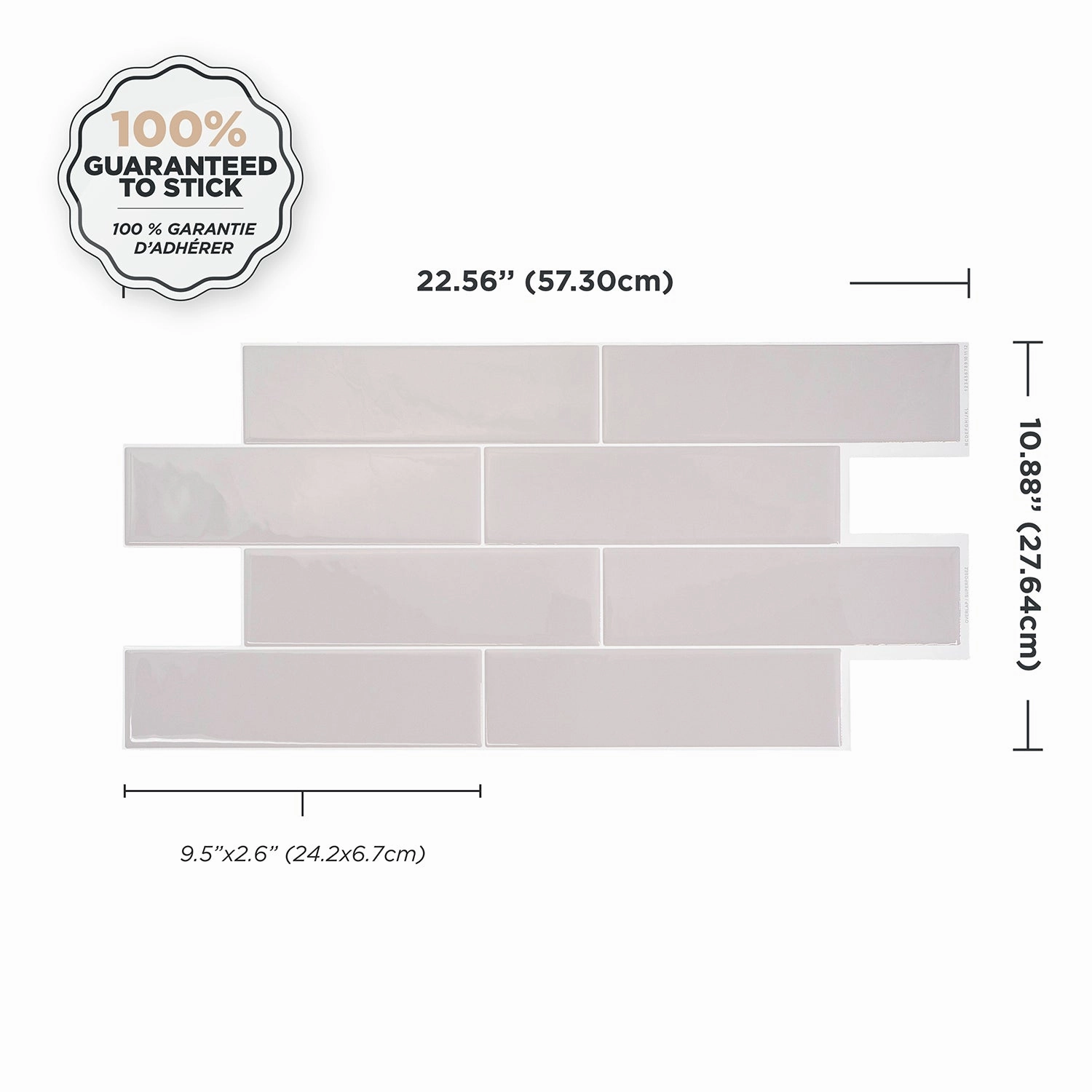 Smart Tiles Peel and Stick 2-Sheet 23 x 11 Backsplash - Oslo Grey|Dosseret Smart Tiles peler et coller 23 x 11, 2 feuilles - Oslo Grey