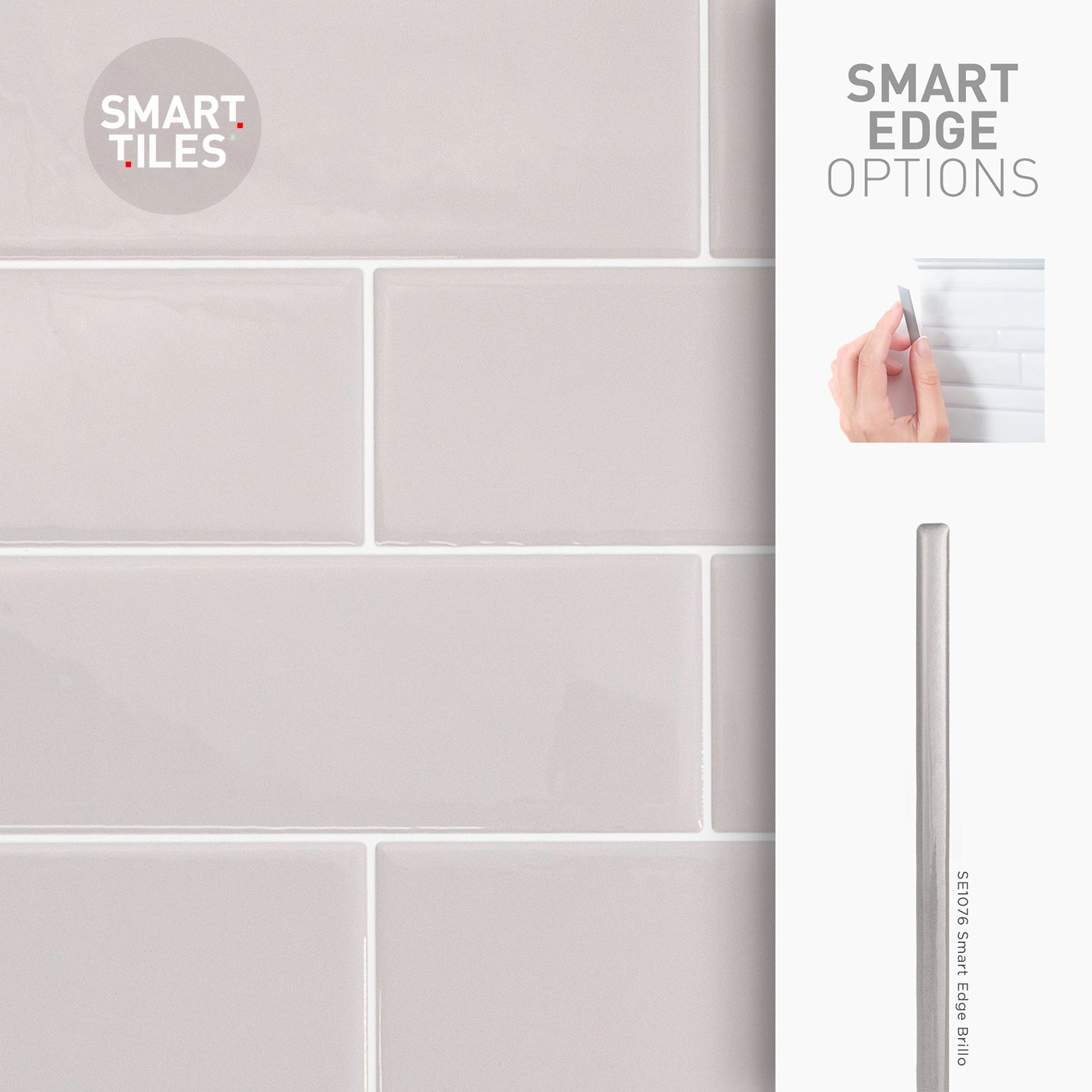 Smart Tiles Peel and Stick 2-Sheet 23 x 11 Backsplash - Oslo Grey|Dosseret Smart Tiles peler et coller 23 x 11, 2 feuilles - Oslo Grey