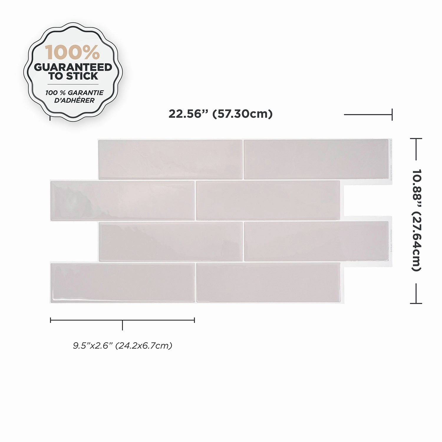 Smart Tiles Peel and Stick 2-Sheet 23 x 11 Backsplash - Oslo Grey|Dosseret Smart Tiles peler et coller 23 x 11, 2 feuilles - Oslo Grey