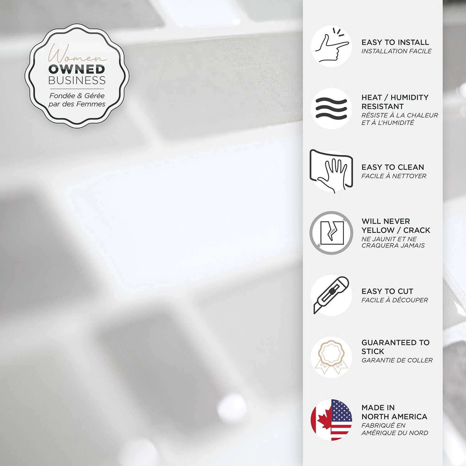 Smart Tiles Peel and Stick 4-Sheet 10 x 10 Backsplash - Crescendo Agati|Dosseret Smart Tiles peler et coller 10 x 10, 4 feuilles - Crescendo Agati