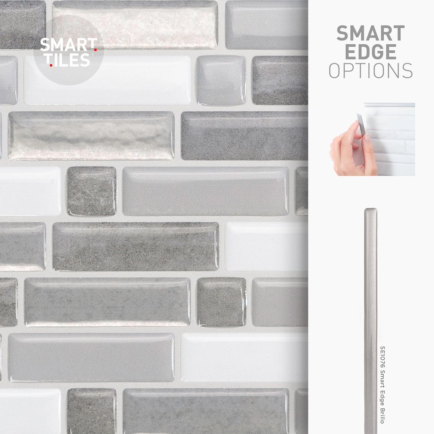 Smart Tiles Peel and Stick 4-Sheet 10 x 10 Backsplash - Crescendo Agati|Dosseret Smart Tiles peler et coller 10 x 10, 4 feuilles - Crescendo Agati