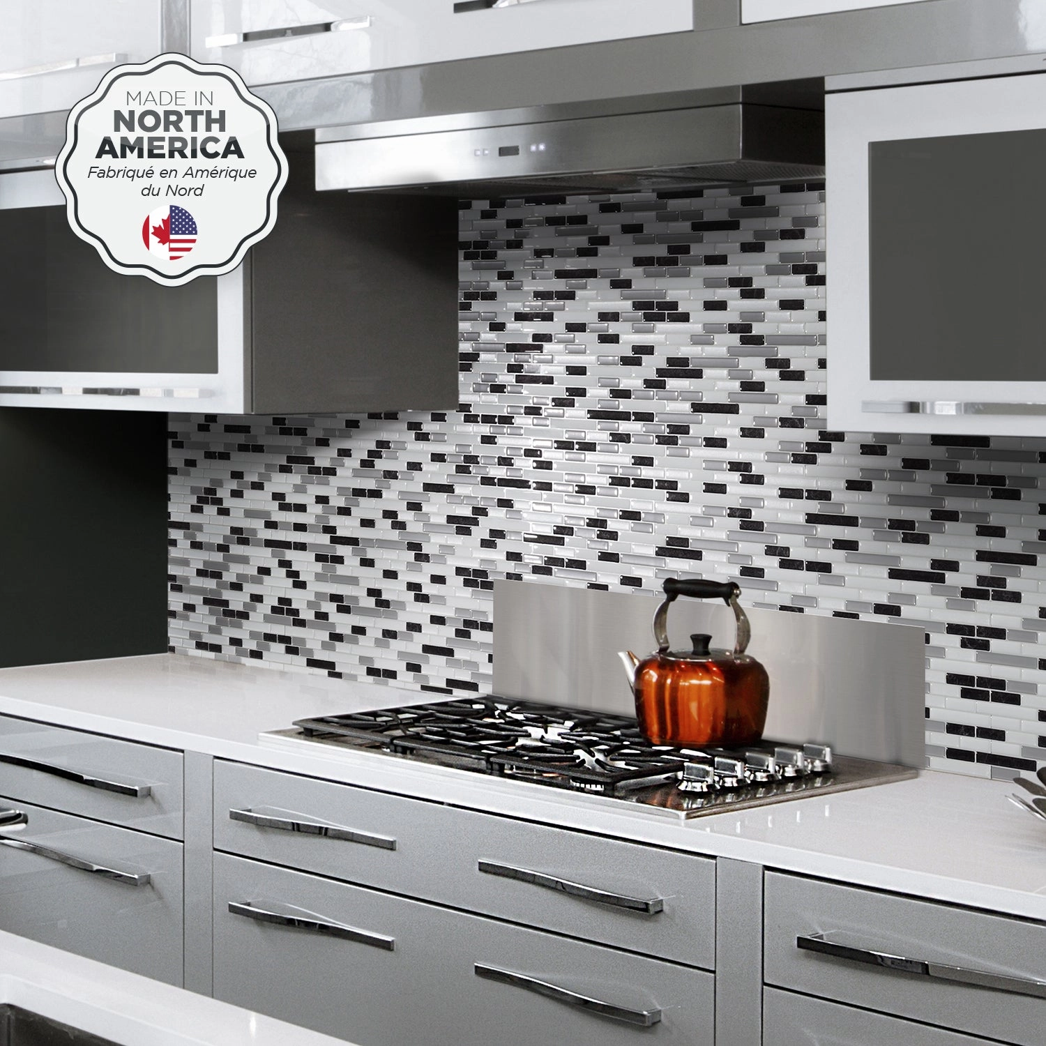 Smart Tiles Peel and Stick 4-Sheet 10 x 9 Backsplash - Muretto Alaska|Dosseret Smart Tiles peler et coller 10 x 9, 4 feuilles - Muretto Alaska