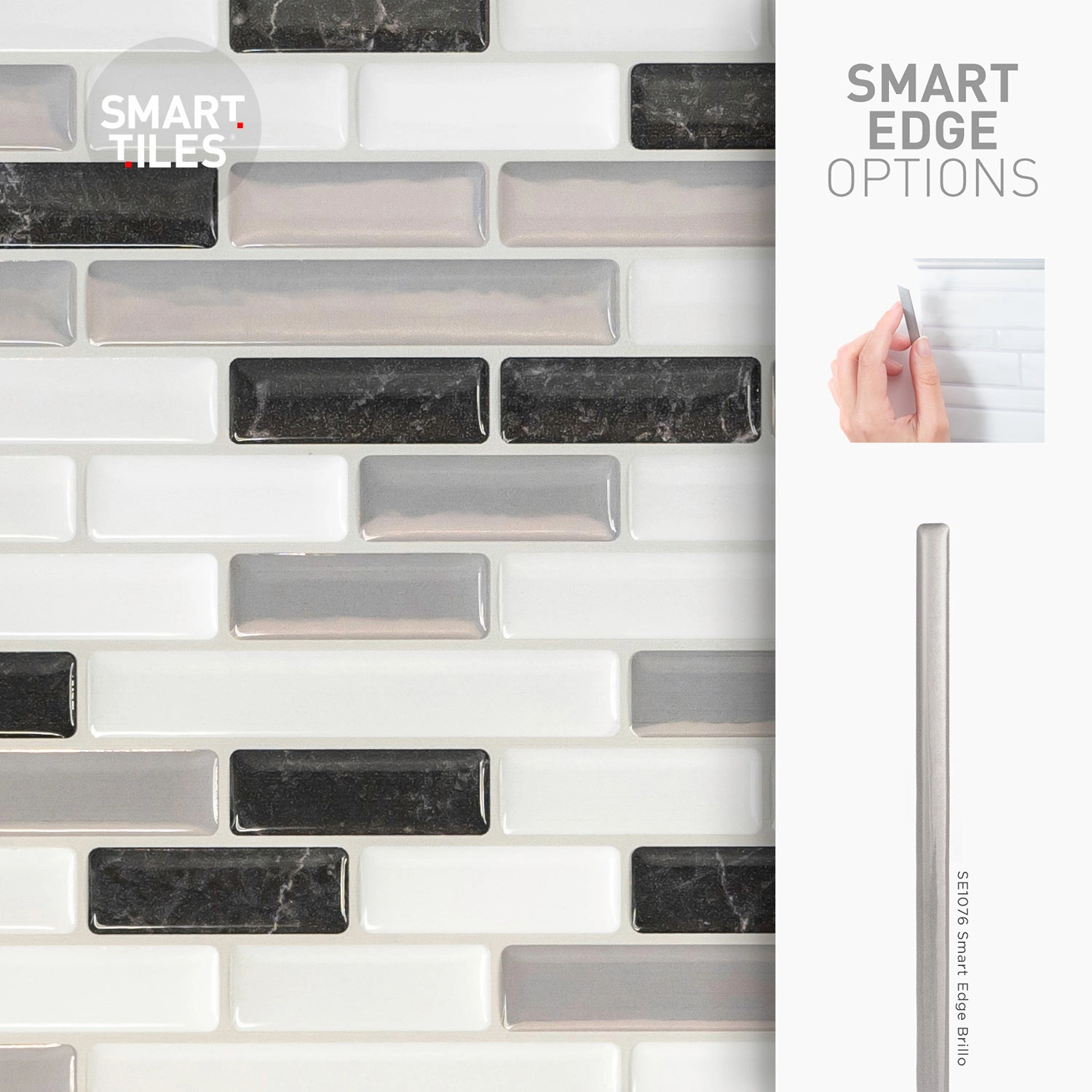 Smart Tiles Peel and Stick 4-Sheet 10 x 9 Backsplash - Muretto Alaska|Dosseret Smart Tiles peler et coller 10 x 9, 4 feuilles - Muretto Alaska