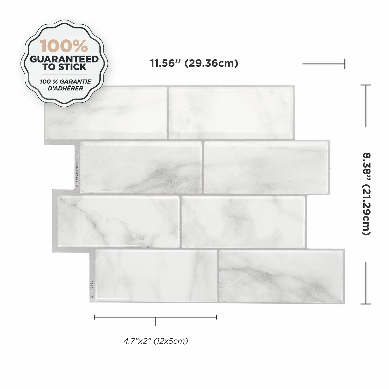 Smart Tiles Peel and Stick 4-Sheet 12 x 9 Backsplash - Metro Carrera|Dosseret Smart Tiles peler et coller 12 x 9, 4 feuilles - Metro Carrera