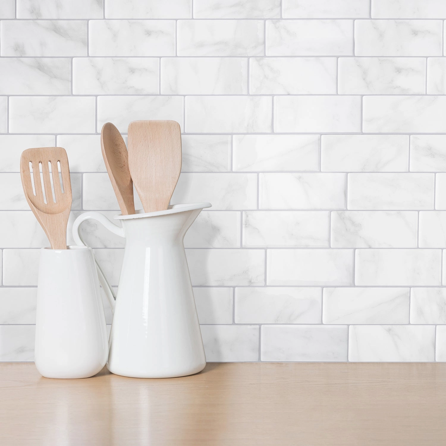 Smart Tiles Peel and Stick 4-Sheet 12 x 9 Backsplash - Metro Carrera|Dosseret Smart Tiles peler et coller 12 x 9, 4 feuilles - Metro Carrera