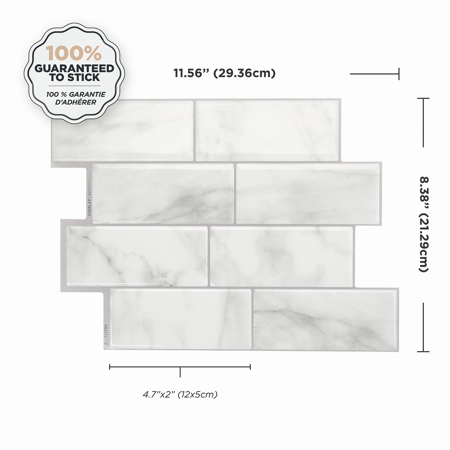 Smart Tiles Peel and Stick 4-Sheet 12 x 9 Backsplash - Metro Carrera|Dosseret Smart Tiles peler et coller 12 x 9, 4 feuilles - Metro Carrera