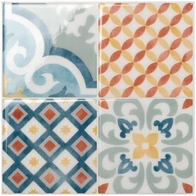 Smart Tiles Peel and Stick 4-Sheet 9 x 9 Backsplash - Vintage Almada|Dosseret Smart Tiles peler et coller 9 x 9, 4 feuilles - Vintage Almada