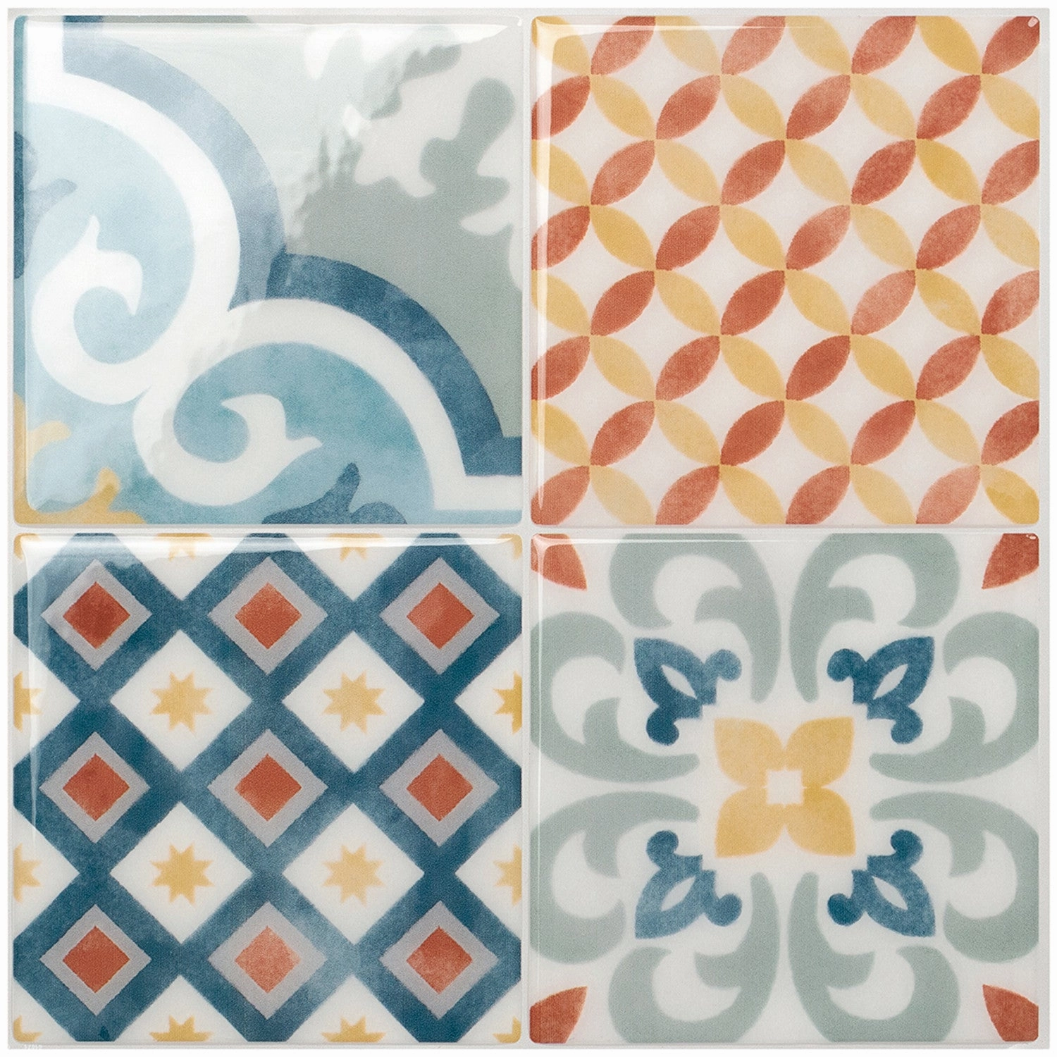 Smart Tiles Peel and Stick 4-Sheet 9 x 9 Backsplash - Vintage Almada|Dosseret Smart Tiles peler et coller 9 x 9, 4 feuilles - Vintage Almada