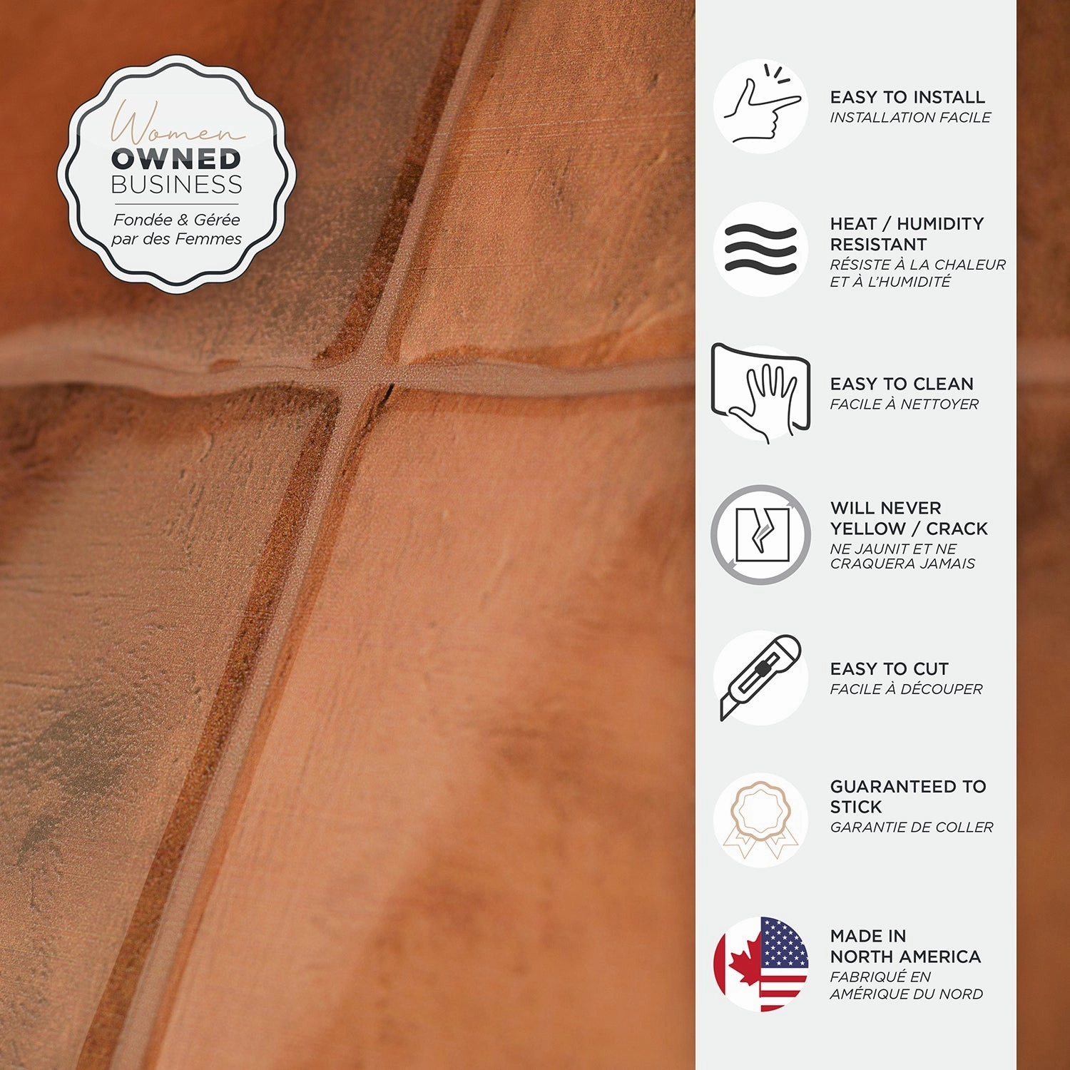 Smart Tiles Peel and Stick 4-Sheet 9 x 9 Backsplash - Zellige Safi|Dosseret Smart Tiles peler et coller 9 x 9, 4 feuilles - Zellige Safi