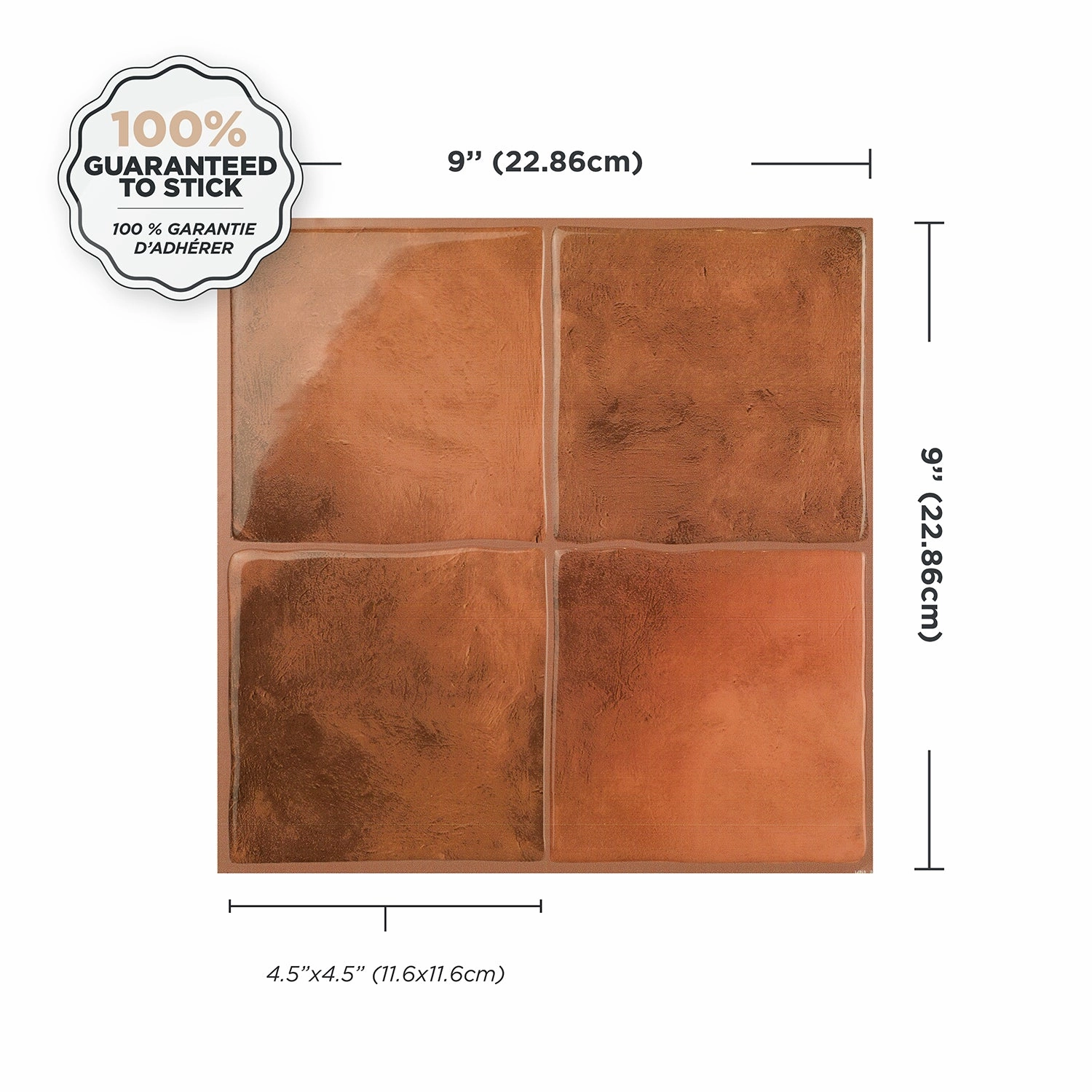 Smart Tiles Peel and Stick 4-Sheet 9 x 9 Backsplash - Zellige Safi|Dosseret Smart Tiles peler et coller 9 x 9, 4 feuilles - Zellige Safi