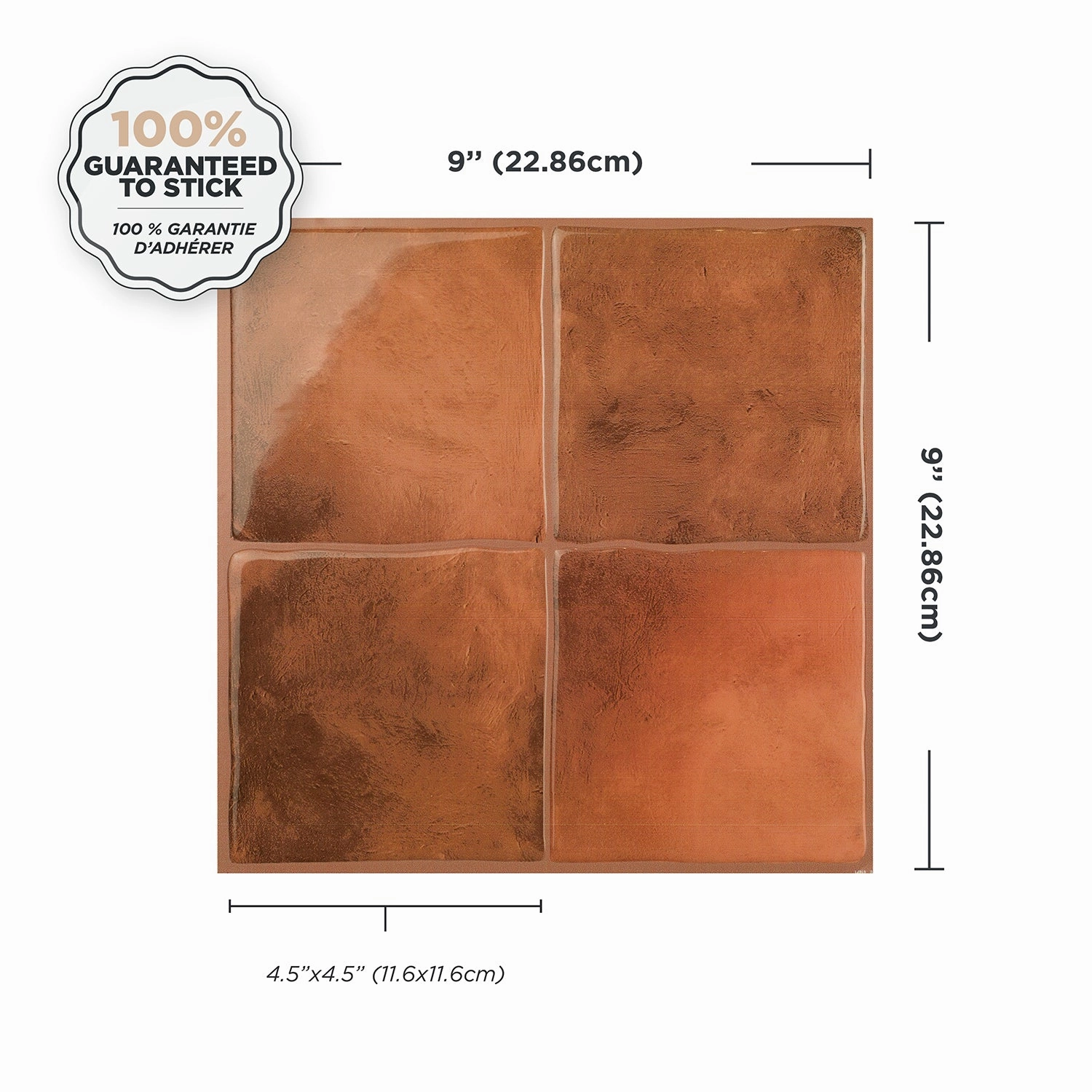 Smart Tiles Peel and Stick 4-Sheet 9 x 9 Backsplash - Zellige Safi|Dosseret Smart Tiles peler et coller 9 x 9, 4 feuilles - Zellige Safi
