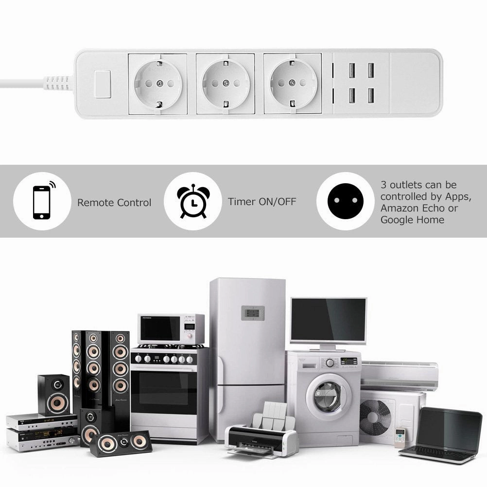 Smart Wifi Power Strip Surge Protector Power Sockets
