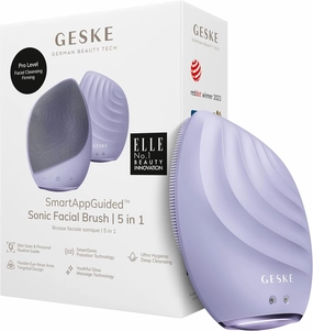 SmartAppGuided™ Sonic Facial Brush 5 in 1 | Vibrating Electric Facial Cleansing Brush | Soft Silicone Brush | Professional Facial Cleanser | Skin Cleanser & Exfoliator | Face Massager
