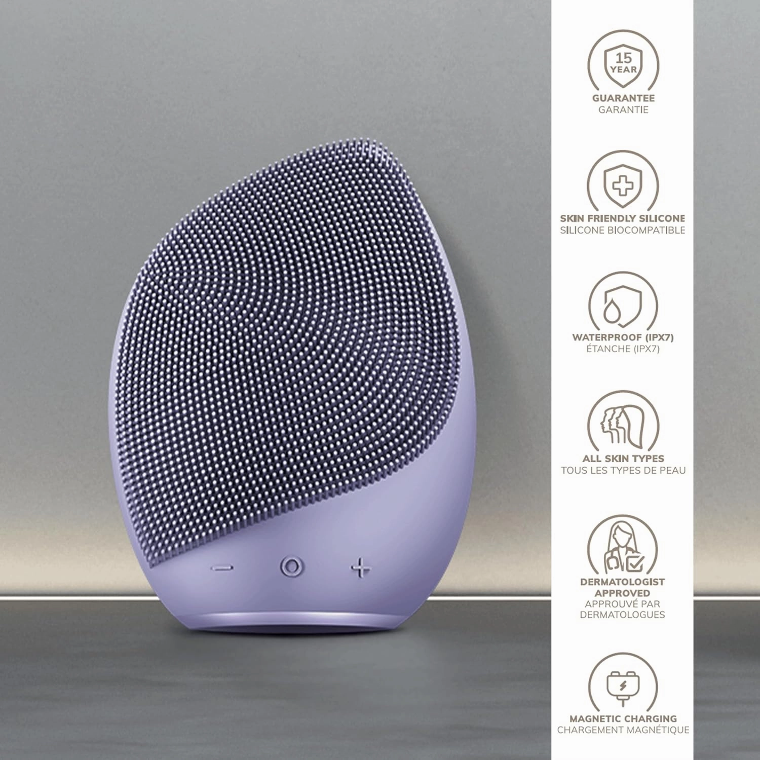 SmartAppGuided™ Sonic Facial Brush 5 in 1 | Vibrating Electric Facial Cleansing Brush | Soft Silicone Brush | Professional Facial Cleanser | Skin Cleanser & Exfoliator | Face Massager