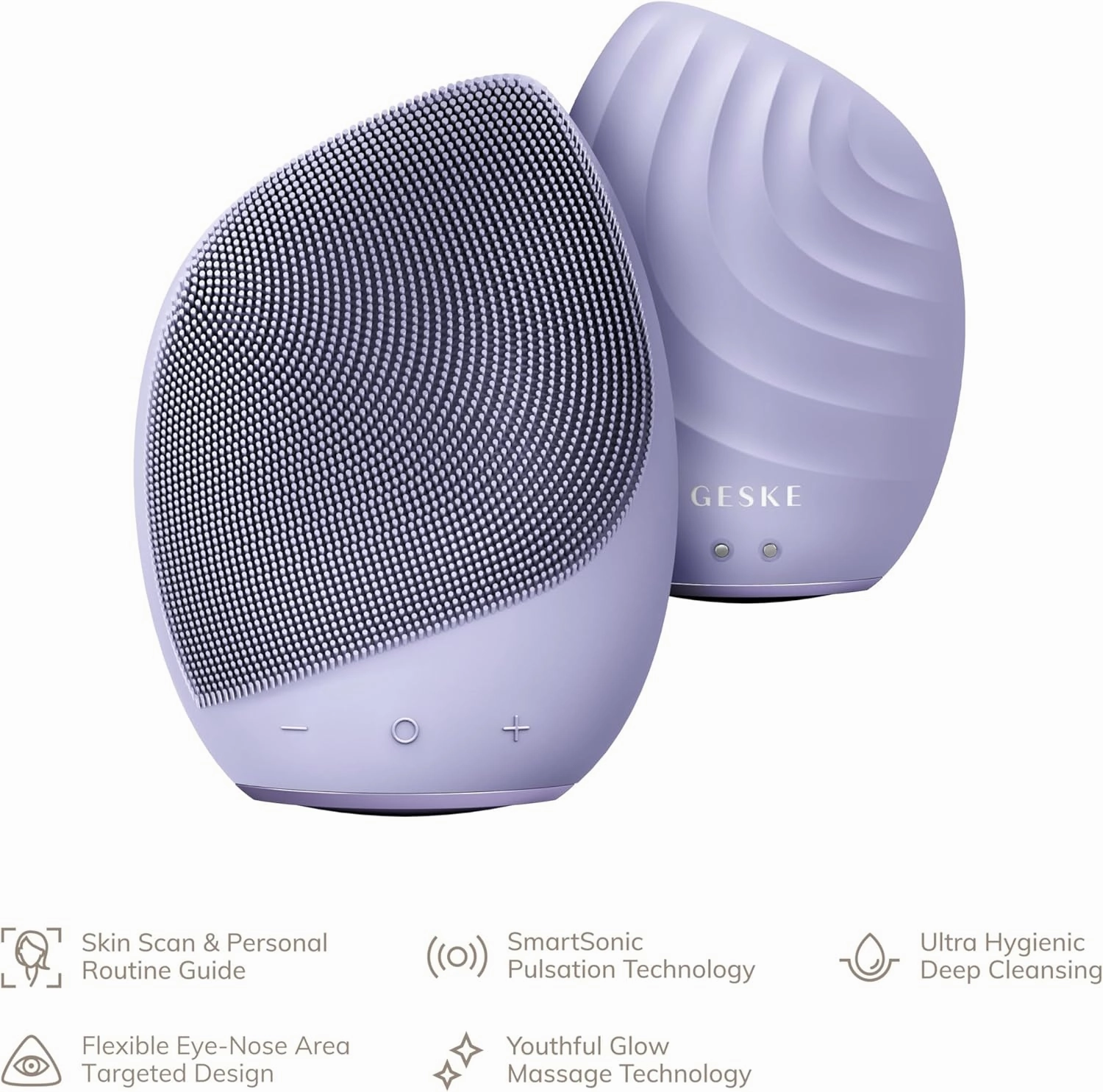 SmartAppGuided™ Sonic Facial Brush 5 in 1 | Vibrating Electric Facial Cleansing Brush | Soft Silicone Brush | Professional Facial Cleanser | Skin Cleanser & Exfoliator | Face Massager