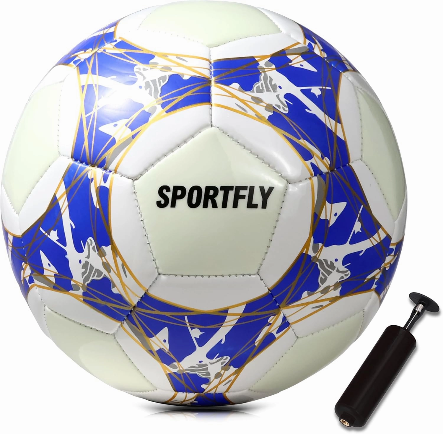 Soccer Ball Glow in The Dark Soccer Ball Size 5, Luminous Soccer Ball Gift Night Ball for Indoor Outdoor Play, Fluorescent Night Training Soccer Ball with Pump Kit