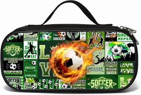 Soccer Ball Pencil Case for Boys Girls, Sport Pencil Box for Kids Soccer Pen Bag, Large Football Pencil Pouch with Zipper Compartments for Office School