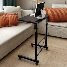 Sofa Side Table with Wheels, Removable Laptop Computer Desk, Height Adjustable Rolling Coffee Snack Table, Sofa Side Desk for Living Room, Bedroom, The Study, 23.6" L X 15.7" W Black