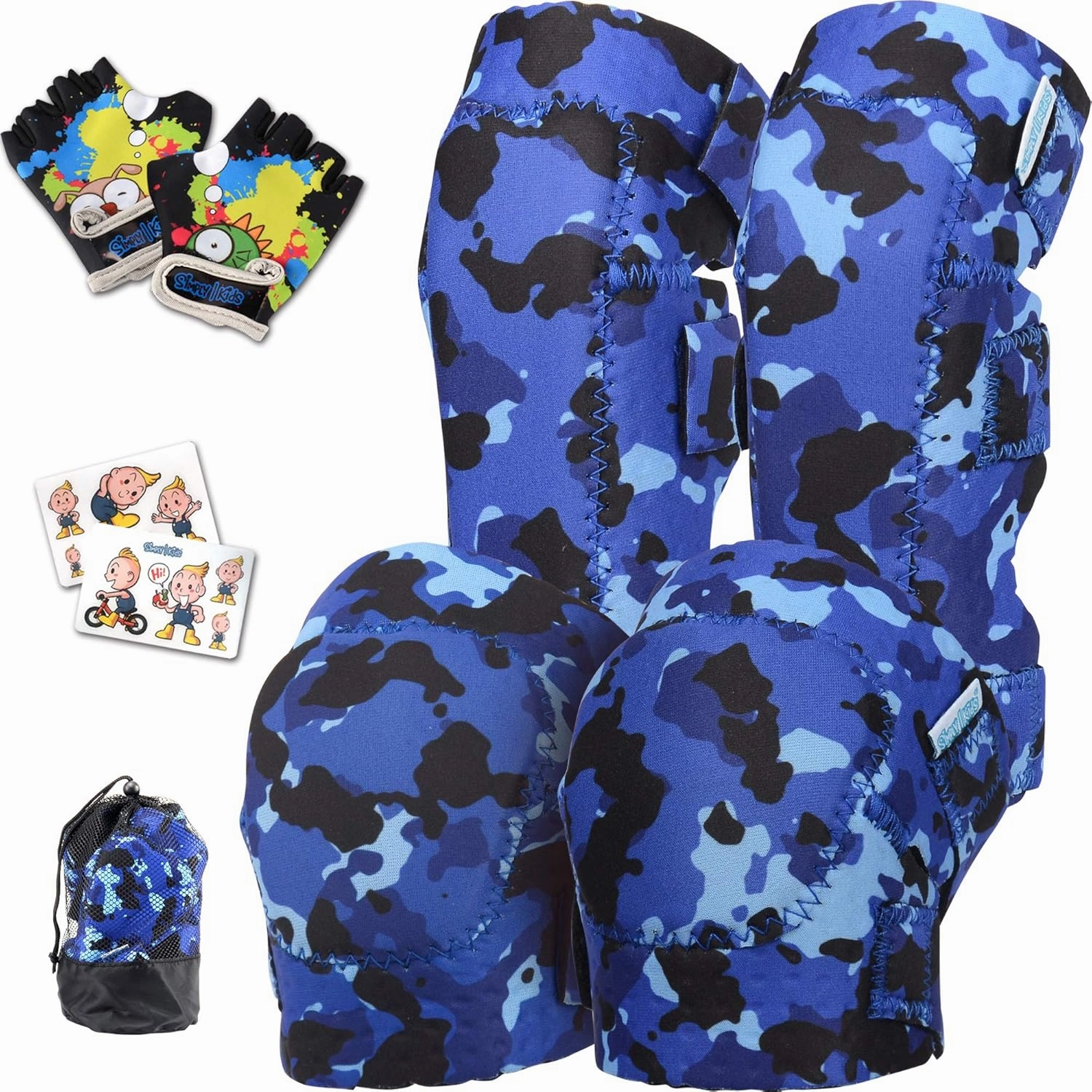 Soft-Style Kids Knee and Elbow Pads with Bike Gloves, Flexible Impact-Resistant Gear for Ages 2-11, Designed for Balance Bikes, Roller-Skating, and Skateboarding