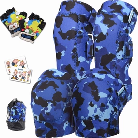 Soft-Style Kids Knee and Elbow Pads with Bike Gloves, Flexible Impact-Resistant Gear for Ages 2-11, Designed for Balance Bikes, Roller-Skating, and Skateboarding