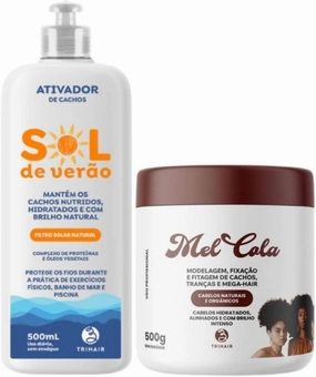 Sol de Verão Curl Activator 500ml   Mel Cola Hair Gel 500g | UV Protection & Intense Curl Definition | Vegan, Paraben-Free, Strong Hold for Curly & Wavy Hair – 2-Piece Bundle