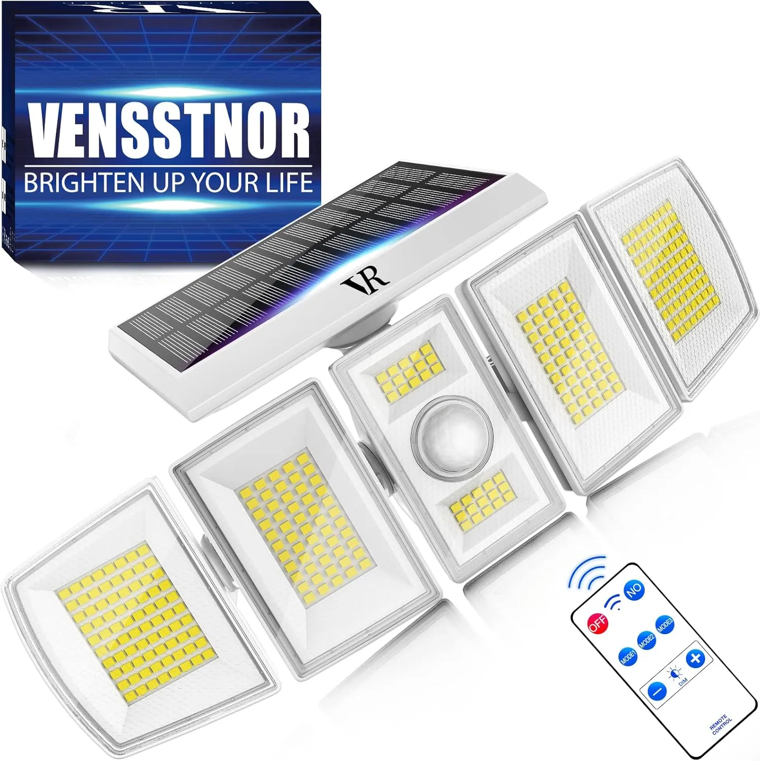 Solar Lights Outdoor Motion Sensor - 400% Brighter 7000K 3000LM 5 Levels Brightness 3 Lighting Modes 2400mAh 360° Wide Angle Illumination IP65 Waterproof Solar Flood Lights